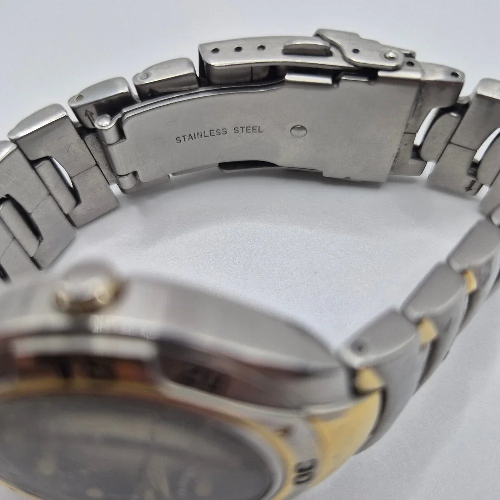 Fossil Blue Watch Mens Two Tone Stainless Steel Blue Dial Y2K Sport Need Battery
